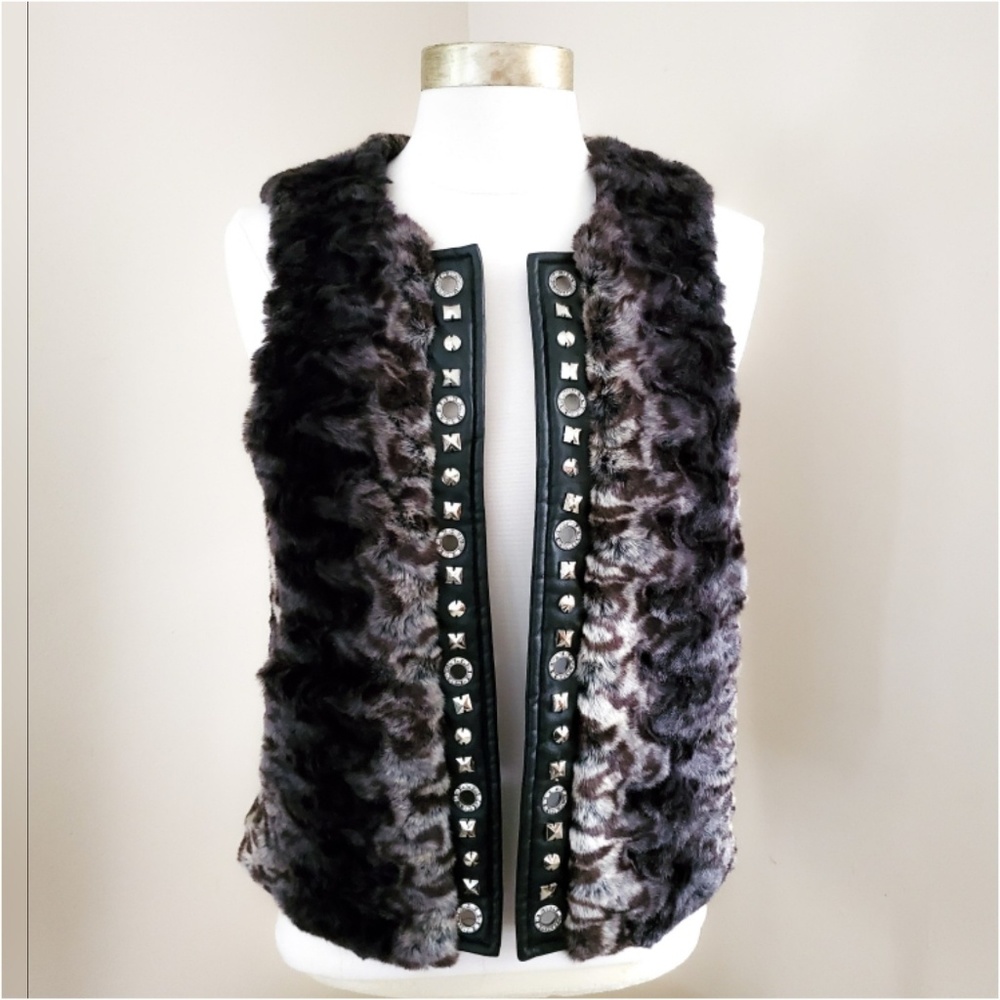 Cache Chinchilla Fur Studded Trim Vest